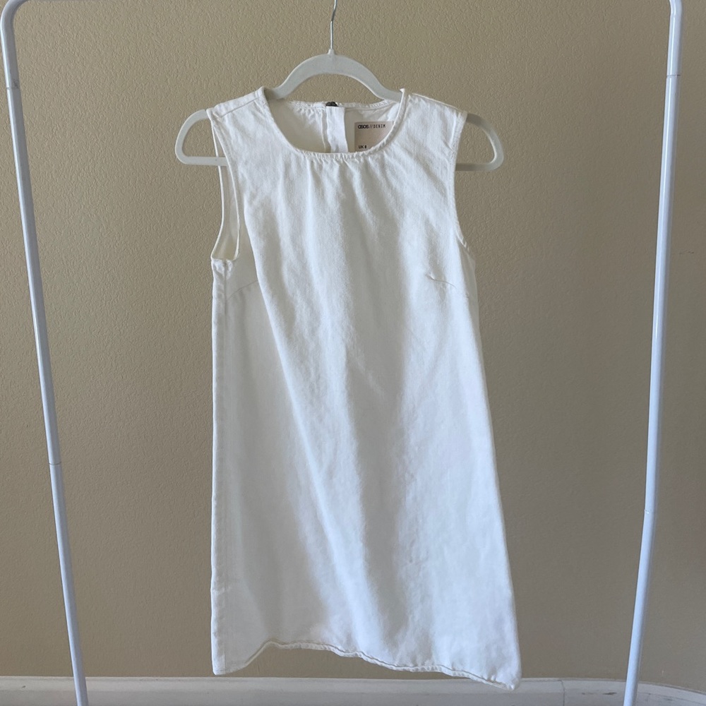 ASOS Denim Shift Dress in White